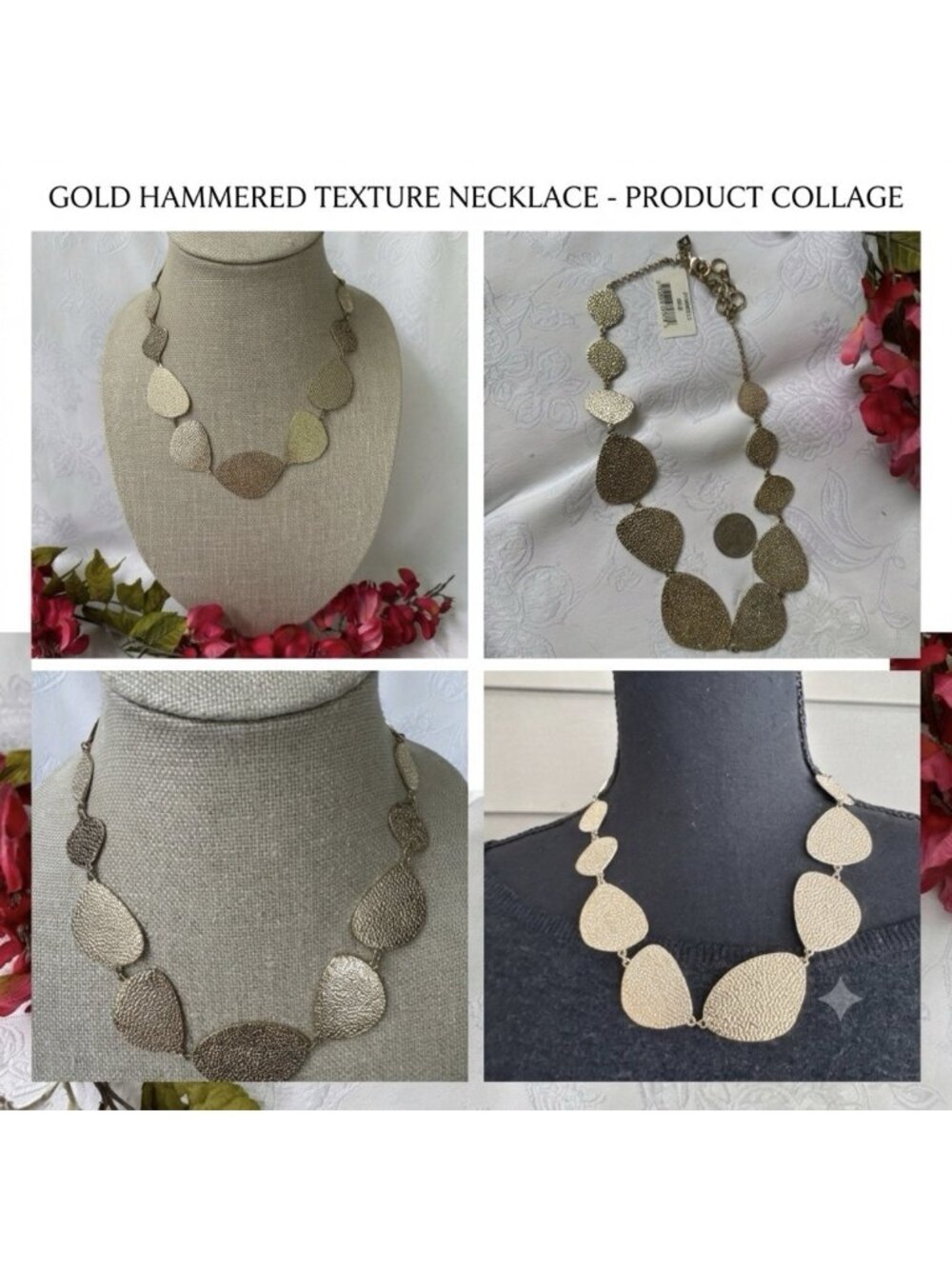 Nordstrom Sequin NYC Gold Tone Chunky Pendant Collar Bib Necklace 22.5" NEW